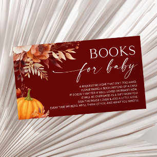 A Little Pumpkin Floral Baby Shower Books For Baby Enclosure Card