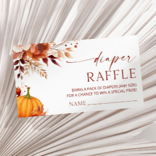 A Little Pumpkin Floral Baby Shower Diaper Raffle Enclosure Card