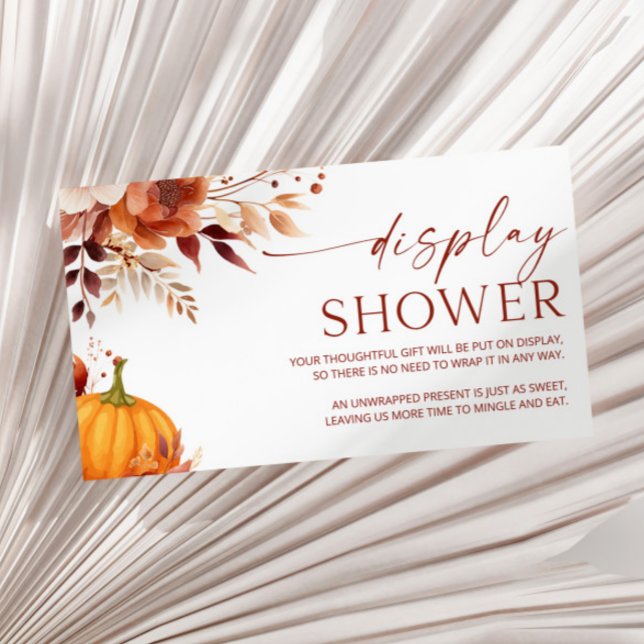 A Little Pumpkin Floral Baby Shower Display Shower Enclosure Card (Creator Uploaded)