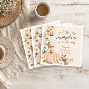 A Little Pumpkin Floral Baby Shower Napkins