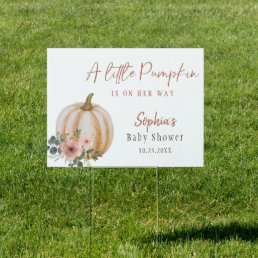 A Little Pumpkin Floral Baby Shower Yard Sign