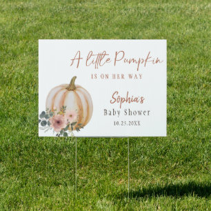 A Little Pumpkin Floral Baby Shower Yard Sign