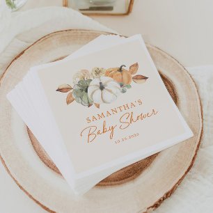 A Little Pumpkin Floral Boho Rustic Baby Shower Napkins