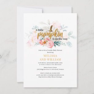 A Little Pumpkin Floral Couples Baby Shower Invitation