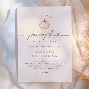 A Little Pumpkin Floral Fall Baby Shower Foil Invitation