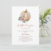 A Little Pumpkin Floral Fall Baby Shower Invitation (Standing Front)
