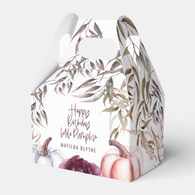 A little pumpkin floral fall birthday party favor boxes (Front Side)