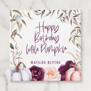 A little pumpkin floral fall birthday party  favor tags