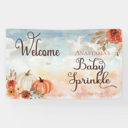 A Little Pumpkin Floral Girl Baby Sprinkle Welcome Banner