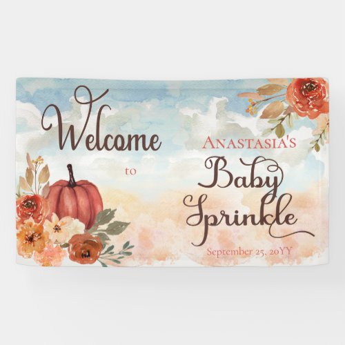 A Little Pumpkin Floral Girl Baby Sprinkle Welcome Banner