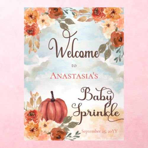 A Little Pumpkin Floral Girl Baby Sprinkle Welcome Wall Decal