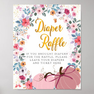 A little Pumpkin Flower Wreath Fall Diaper Raffle Poster