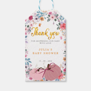 A little Pumpkin Flower Wreath Fall on the Way Gift Tags