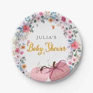 A little Pumpkin Flower Wreath Fall on the Way Paper Plates