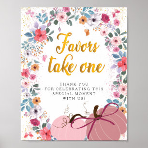 A little Pumpkin Flower Wreath Fall Take Favors Poster