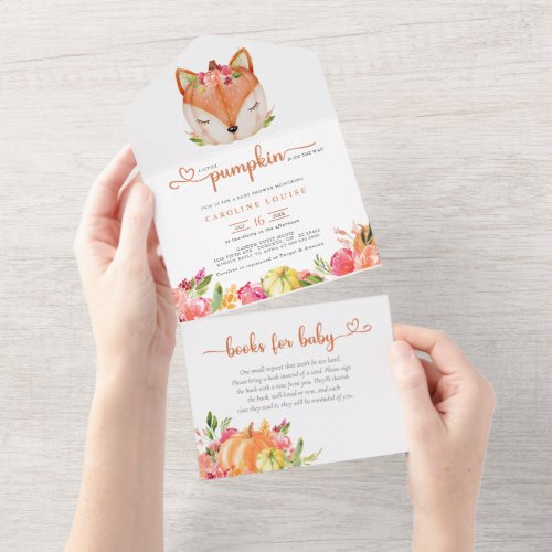 A Little Pumpkin Fox Is On The Way Baby Shower All In One Invitation