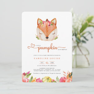 A Little Pumpkin Fox Is On The Way Baby Shower Invitation
