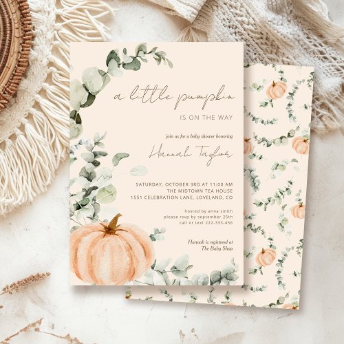 A Little Pumpkin Gender Neutral Baby Shower Invitation