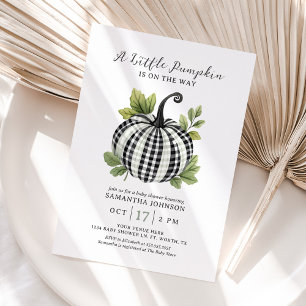A Little Pumpkin Gingham Baby Shower  Invitation