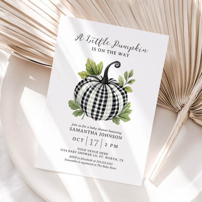 A Little Pumpkin Gingham Baby Shower  Invitation (Creator Uploaded)