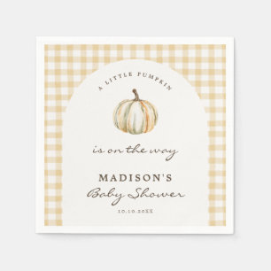 A little Pumpkin Gingham Baby Shower Napkins