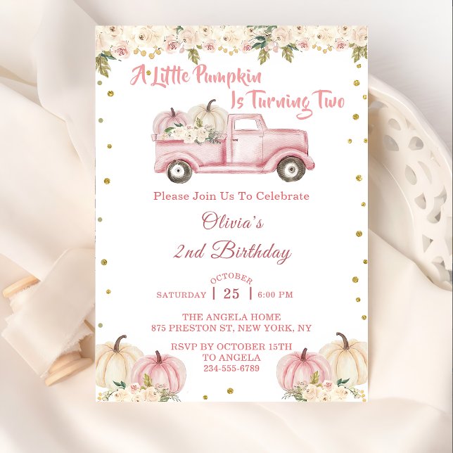 A Little Pumpkin Girl 2nd Birthday Invitation (Creator Uploaded)