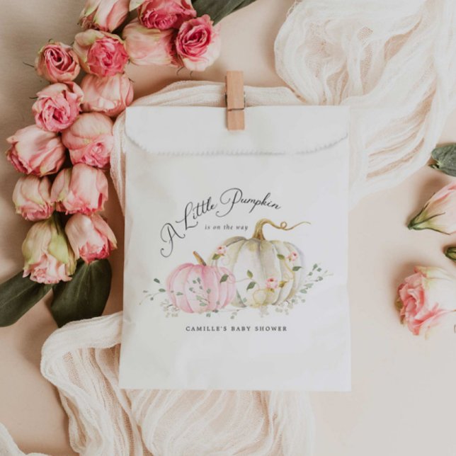 A Little Pumpkin Girl Baby Shower Favor Bag (Fall Pink Pumpkin Baby Girl Favor Bag)