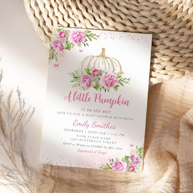 A Little Pumpkin Girl Baby Shower Invitation (Creator Uploaded)