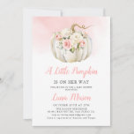 A Little Pumpkin Girl Baby Shower Invitation<br><div class="desc">An Elegant Fall Theme Girl Baby Shower Invitation designed with soft watercolor pumpkin and pink flowers images. Edit with this easy-to-use application. Edit background and text colors,  wording,  font style,  size of font right on your browser. Matching items in our store.</div>