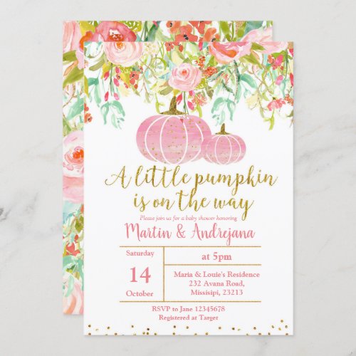 A Little Pumpkin Girl Baby Shower Invitation Card