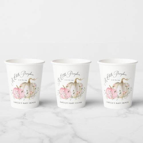 A Little Pumpkin Girl Baby Shower Paper Cups