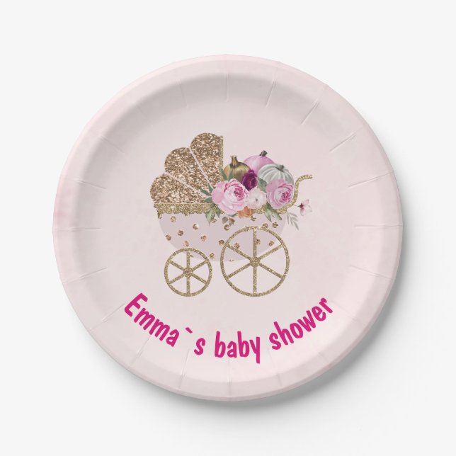 A Little Pumpkin Girl Baby Shower  Paper Plates (Front)