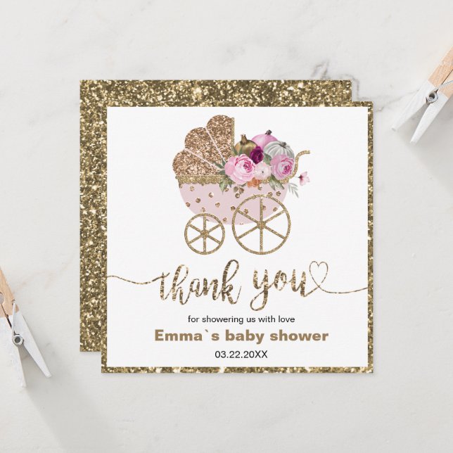 A Little Pumpkin Girl Baby Shower thank you (Front/Back In Situ)