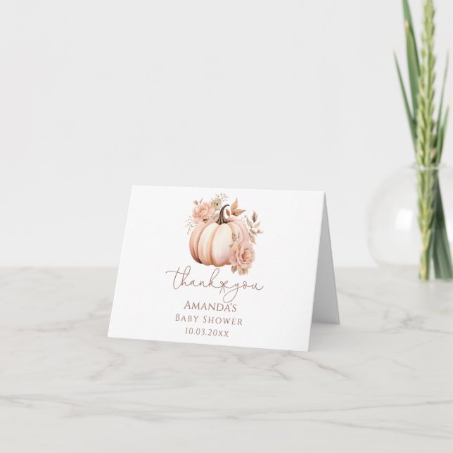 A Little Pumpkin Girl Baby Shower  Thank You Card (Front)
