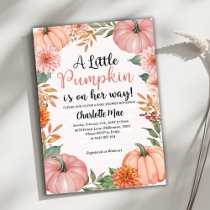 A Little Pumpkin Girl Fall Floral Baby Shower Invitation