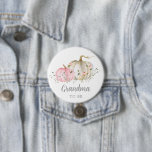 A Little Pumpkin Girl Grandma to Be Button<br><div class="desc">Girl Little Pumpkin baby shower Grandma to Be Button is designed with pink and white watercolor pumpkins. Click the "Customize Further" button to edit. Matching items in our store Cava party design</div>