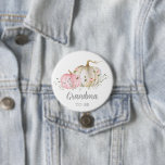A Little Pumpkin Girl Grandma to Be Button<br><div class="desc">Girl Little Pumpkin baby shower Grandma to Be Button is designed with pink and white watercolor pumpkins. Click the "Customize Further" button to edit. Matching items in our store Cava party design</div>