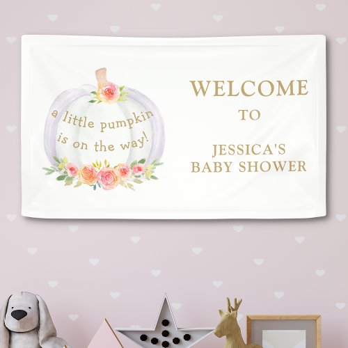 A Little Pumpkin Girls Fall Baby Shower Banner