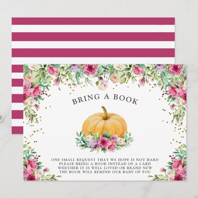 A Little Pumpkin Girly Floral Thank you Invitation (Front/Back)
