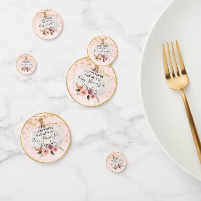A Little Pumpkin Gold Glitter Pink Flower Confetti (Group)