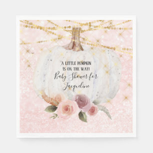 A Little Pumpkin Gold Glitter Watercolor Flowers Napkins