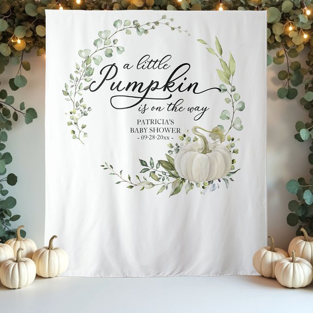 A Little Pumpkin Greenery Baby Shower Backdrop (Creator Uploaded)