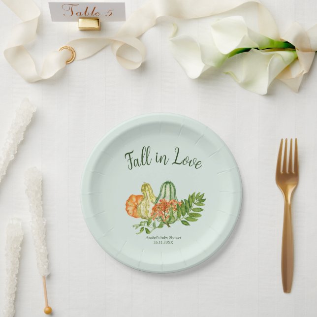 A Little Pumpkin Greenery Fall Baby Shower Paper Plates (Wedding)