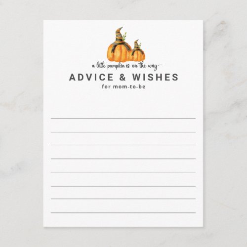 A Little Pumpkin Halloween Advice  Wishes Enclosure Card