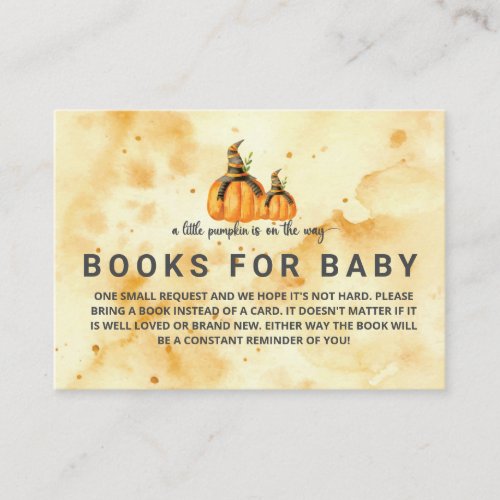 A Little Pumpkin Halloween Books for Baby Enclosure Card