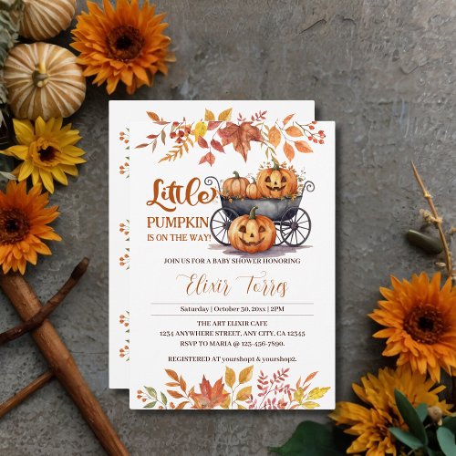 A Little Pumpkin Halloween Fall Baby Shower Invitation