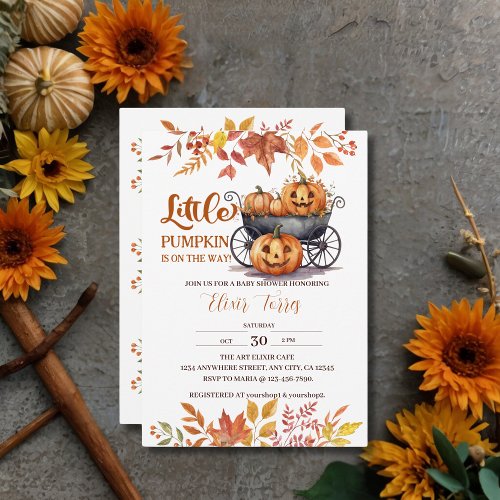 A Little Pumpkin Halloween Fall Baby Shower Invitation