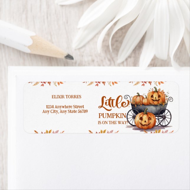A Little Pumpkin Halloween Fall Baby Shower Label (Insitu)