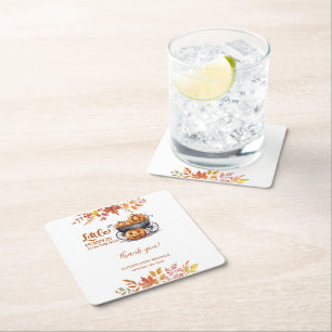 A Little Pumpkin Halloween Fall Baby Shower Square Paper Coaster