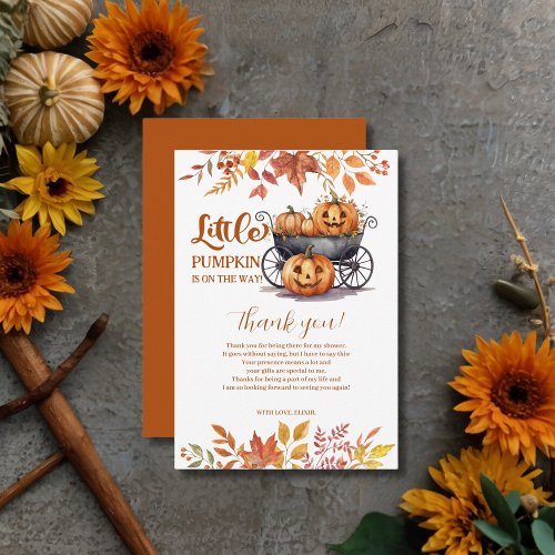 A Little Pumpkin Halloween Fall Baby Shower Thank You Card